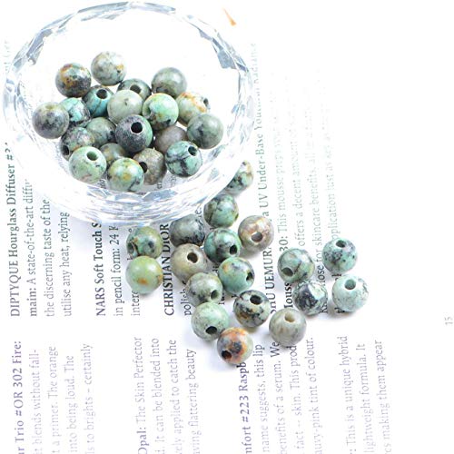AD Beads Natural Gemstone 8mm Round Loose Beads Big Hole 2.5mm Sized 40pcs (African Turquoise) - color: African Turquoise