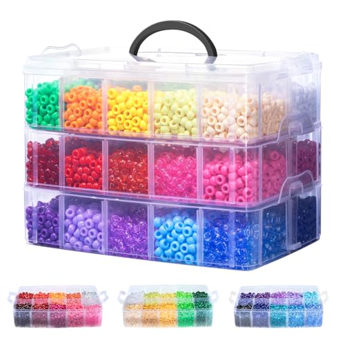 Umikk 10,000 Pcs Pony Beads, 30 Assorted Colored Beads for Bracelets Making Hair Braiding Kandi Friendship Bracelet Bead for Craft Jewelry Making Christmas Gifts (5.73LB, Boxed) - color: 30 Colors