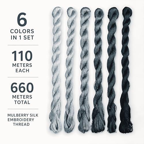 Natural 100% Silk Thread, Handmade Embroidery Thread Silk Floss 6 Colors 110m Each (79) - color: 79