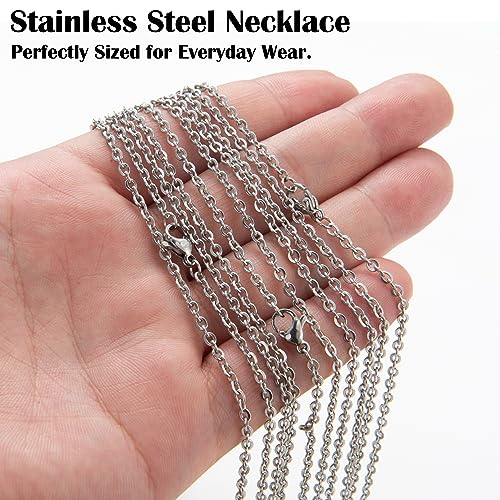 24 Pack Necklace Chains Stainless Steel Cable Chain Necklace Bulk for Jewelry Making, 18 Inches - color: 18 Inches
