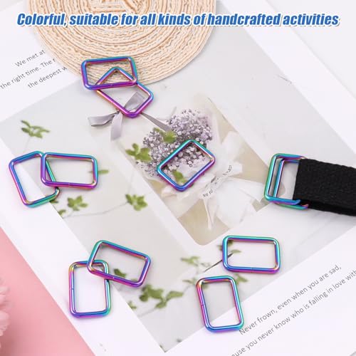 PECMER Rainbow 1 Inch Rectangle Rings for Purses and Bags 12 PCS Adjustable Waist Buckle Replacement Purse Hardware for Bag Making Webbing 25MM - color: 25mm Rectangle Ring-12pcs