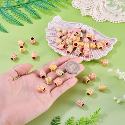 Cheriswelry 50Pcs Acrylic Barrel Beads Large Hole European Beads Aesthetic Bead Spacers 10.5x9.5mm for Necklace Bracelet Keychain Jewelry Making Dreadlock Hair Accessories Hole:6mm - color: Barrel-Mixed Color