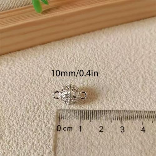 10PCS Magnetic Jewelry Clasps, Crystal Ball Connectors, Magnetic Necklace Clasps and Closures Easy-to-Use for Jewelry Closures (Gold) - color: gold