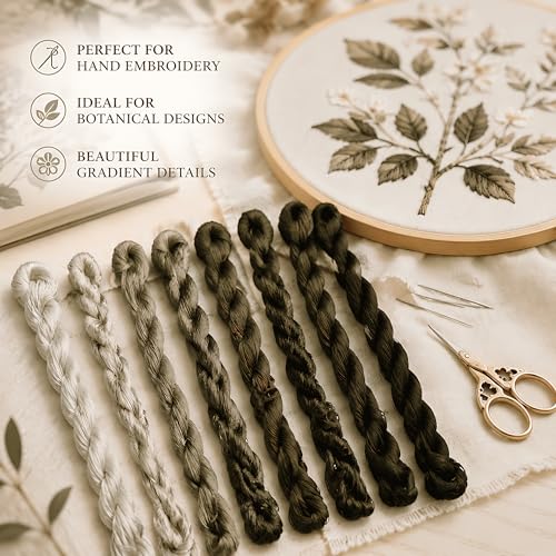 Natural 100% Silk Thread, Handmade Embroidery Thread Silk Floss 8 Colors 110m Each (67) - color: 67