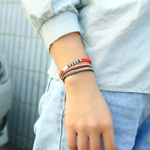 KELITCH Adjustable turquoise bead bracelet single color knitting friendship bracelet fashion jewelry daily wear gift (28 color selection) - color: Pink 04G