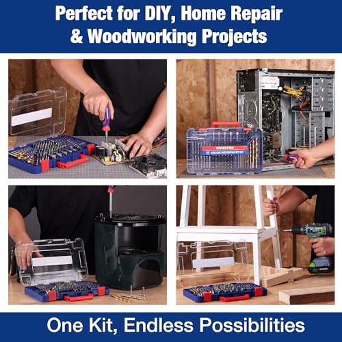 WORKPRO Drill Bit Set, 120-Pieces Impact Driver Bits Set and Screwdriver Bits Set for Screw Driving and Wood Metal Drilling with Storage Case, 1/4" Hex Shank - style: 120 PCS