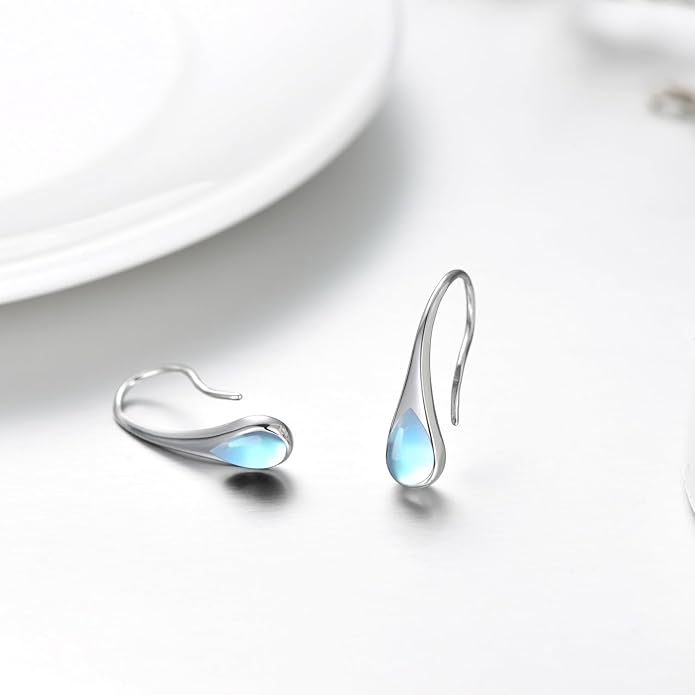 925 Sterling Silver Small Pear-Shaped Modern Style Hook Earrings with Crystals from Austria