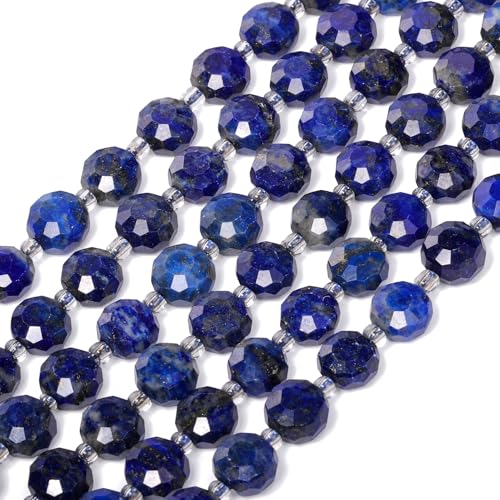 8×5mm Lapis Lazuli Natural Stone Beads for Jewelry Making About 35-40pcs 1 Strand 15" Drilled Flat Faceted Cabochon Gemstone Beads for Bracelets Necklace DIY Crafts - color: Lapis Lazuli