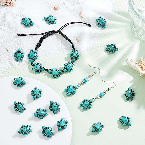 NBEADS 4 Strands About 112 Pcs Turquoise Beads, Turtle Charms Synthetic Beads Howlite Gemstone Sea Animal for Jewelry Making DIY Bracelet Necklace,G-NB0004-37-US6 - color: Turquoise Turtle 112 Pcs