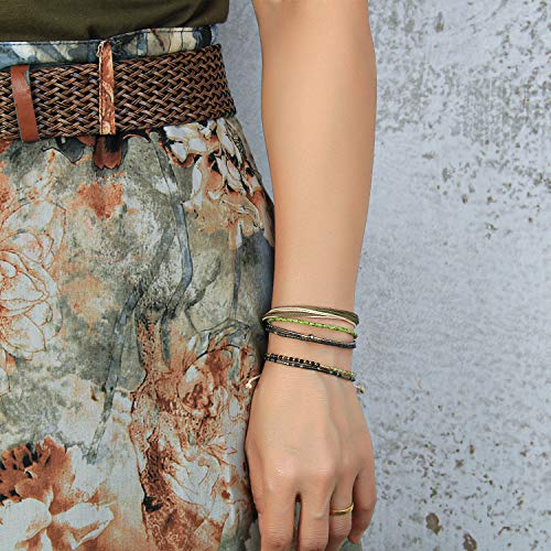KELITCH Adjustable turquoise bead bracelet single color knitting friendship bracelet fashion jewelry daily wear gift (28 color selection) - color: Grey 04I