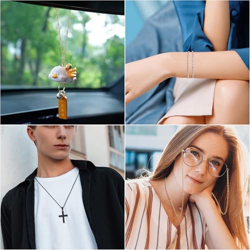 66Feet Stainless Steel Necklace Chains Cable Link Chains for Jewelry Making DIY Craft Kit with Lobster Clasps Jump Rings - color: 66Feet-Stainless Steel, size: 1.5mm
