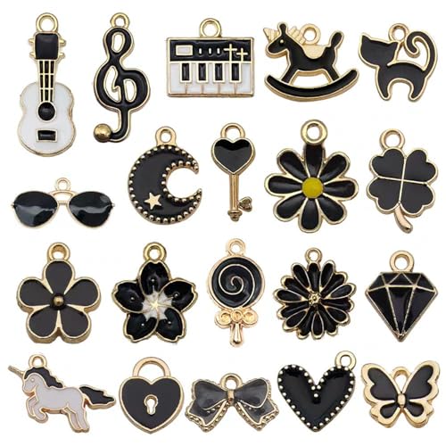 YouLuo 100Pcs Bracelet Charms for Jewelry Making Wholesale Bulk Jewelry Making Bracelets Charm KC Gold Alloy Charm Pendants and Gold Plated Enamel Charms Pendants for Bracelet Necklace - color: Gold-Multicolor
