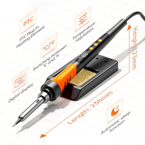 90W 110V LCD Soldering Iron, Soldering Iron Kit, 10-in-1 Soldering gun Tool, 5 Soldering Iron Tips, Solder Wire, Solder Paste, Adjustable Temperature Range 180-480°C - color: Digital Display