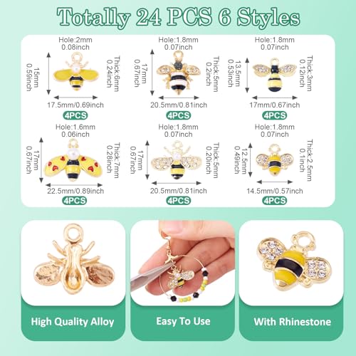 Craftdady Enamel Dangle Charms Pendant Food Animal Flower Cute Charms Colorful Metal Fruit Pendants Hang Ornament for Craft Bracelet Necklace Earring Key Chains Jewelry Making - color: Yellow Bee 2