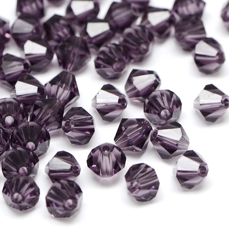 Perlin Preciosa Bohemian 3mm Crystal Glass Beads 100 pcs Czech Bicone Colorful Mix Beads for DIY Jewelry Making Double Cone Bead Bracelet Earring Necklace Crafting (Purple) - color: Purple