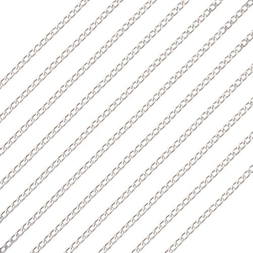 Craftdady 16.4 ft Silver Aluminium Curb Chain 7x4mm Twisted Metal Chain Oval Cross Unwelded Small Chain for Crafts DIY Necklace Bracelet Jewelry Making Supplies - color: Silver,7x4mm