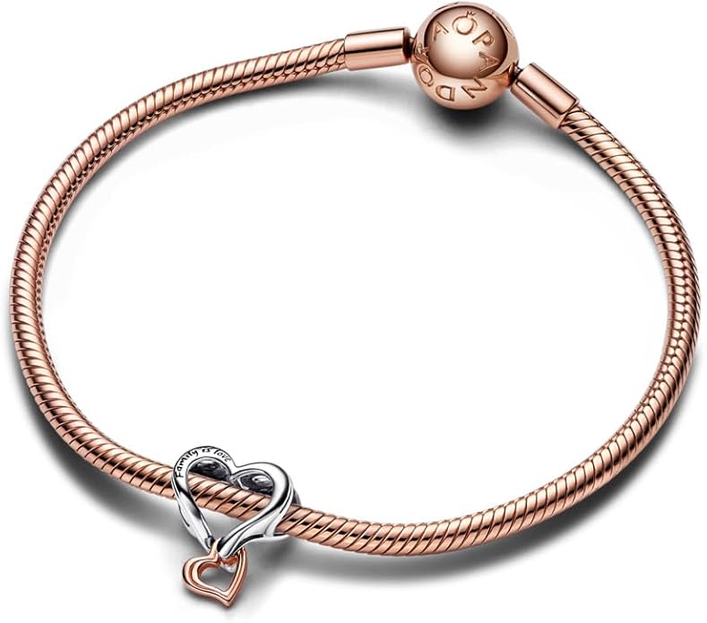 PANDORA Two-tone Openwork Infinity Heart Charm - Gift for Her - Compatible Moments Rose & Sterling Silver - With Gift Box