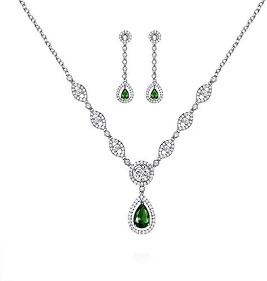 GULICX AAA Cubic Zirconia CZ Silver Plated Base Women's Party Jewelry Set Earrings Pendant Necklace