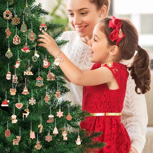 SANNIX 110Pcs/55 Pairs Christmas Charms, Holiday Enamel Charms Red Green Pink Gingerbread Xmas Pendants for DIY Bracelet Necklaces Earrings Craft Supplies - style: Assorted Christmas Charms