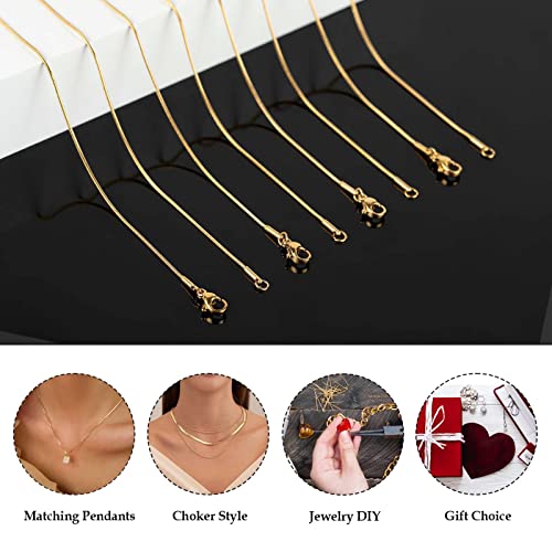 UMAOKANG Gold Plated Snake Chains for Jewelry Making, 10 Pack Stainless Steel Thin Chain Women Necklace DIY Supplies (16 Inch) - color: Gold Snake, size: 16 Inch