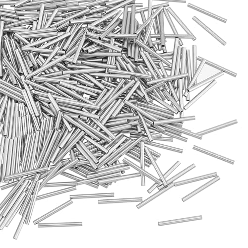 PH PandaHall 500pcs 15mm Long Stainless Steel Tube Beads Straight Tube Charms Metal Smooth Finding Beads for Jewelry Crafts Making Findings - size: 15mm long