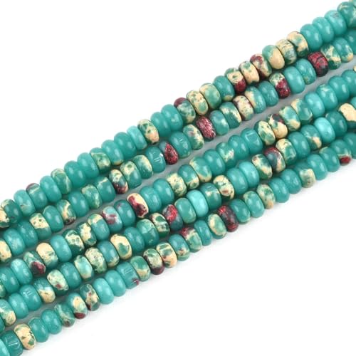 150pcs 4x2mm Green Jasper Disk Rondelle Spacer Stone Semi Precious Gemstone Loose Beads for Jewelry Making 15 Inch - color: Green Jasper