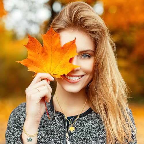 MARFOREVER Maple Leaf Charm, 120Pcs Fall Leaf Charms for Jewelry Making, Thanksgiving Day Charms Autumn Enamel Pendant for DIY Bracelet Necklace Earrings Crafts Gifts for Women Girls - style: Maple Leaf