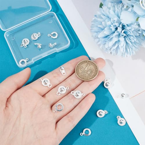 UNICRAFTALE 12 Sets Stainless Steel Snap Clasps Small Silver Snap Button Ball & Socket Snaps Clasps Fastener Clasp Connector Round Snaps Button Clasp for DIY Bracelets Jewelry Making - color: Silver