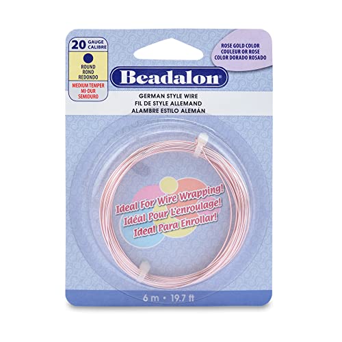 Beadalon German Style Wrapping Wire, Round, Rose Gold Color, 20 Gauge, 6 m / 19.7 ft - color: Rose Gold, size: 20 Gauge / 19.7 Ft