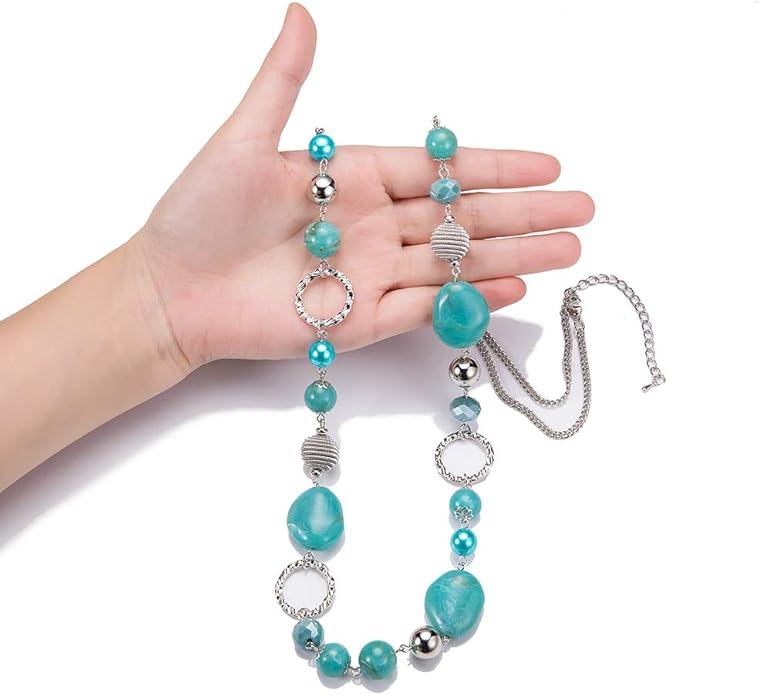 PEARL&CLUB Long Beaded Necklaces For Women - Sweater Chain Fashion Jewelry Necklace Gifts For Women