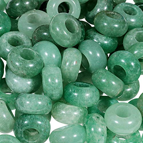 TUMBEELLUWA Natural Gemstone Beads for Jewelry Making, Rondelle Large Hole Loose Beads Pack of 15,Green Aventurine(8x14 mm) - color: #2-Green