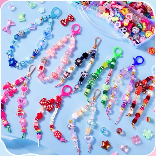 TOHONGADON 1501 Pcs DIY Bag Charm Kit, Colorful Keychain Making Kit,with Key Chain Hooks, Acrylic Balls Heart Star Flower Bow Letter Alphabet Beads, Gift Bags, Manual for Custom Keychains - color: 1501 Colorful Beads