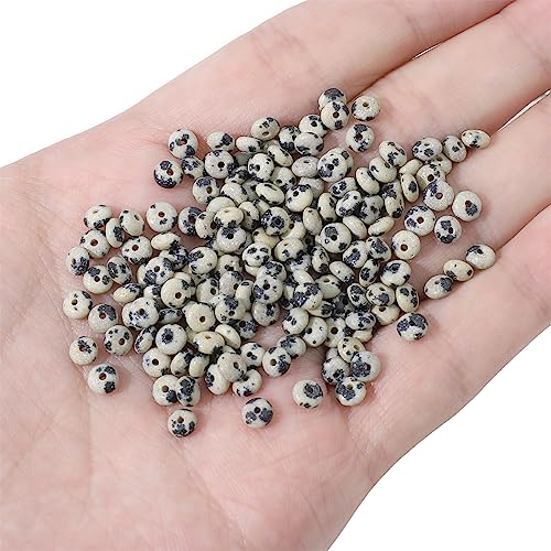 BEADIA Natural Dalmatian Disk Stone Beads 4x2mm 160pcs Rondelle Loose Semi Gemstone Beads for Jewelry Making Design - color: Dalmatian