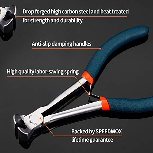 SPEEDWOX End Nippers Long Reach 5-1/2 Inch Mini End Cutting Pliers End Cutters Fine Precision Professional Wire Cutter for Jewelry Making Carpenter Construction Tools Nail Remover Mini Nippers - style: End Cutting Pliers