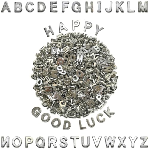 Looconi 400pcs Silver Letter Beads Pendant,A-Z,3D Loose Beads,Plastic Initial Charms for Jewelry Making,Key Chains,Crafts - color: PendantSilver
