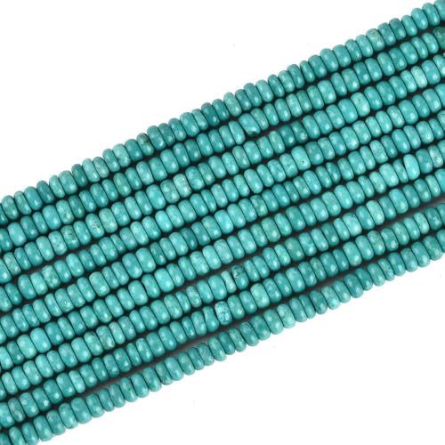 180pcs 4x2mm Green Turquoise Disk Rondelle Spacer Natural Stone Semi Precious Gemstone Loose Beads for Jewelry Making 15.5 Inch - color: Green Turquoise