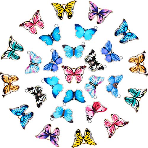 Hicarer 56 Pieces Alloy Butterfly Pendant Charms Colorful Butterfly Crafts Charms for Jewelry Making Bracelets Earrings Necklace DIY Making Supplies (14 Colors)