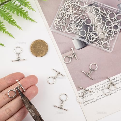 AUEAR, 150 Sets Silver Toggle Jewelry Clasps Necklace OT for Making - color: Silver, size: 150 Set
