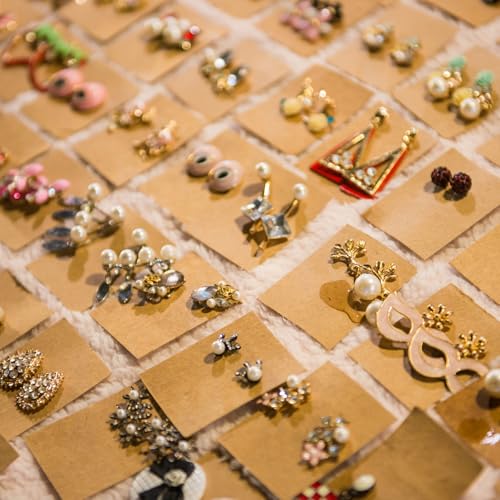 Tondiamo 2400 Pcs Earring Making Kit, Include Bright Gold, Silver and Gold Ear Hooks, 300 Earrings Cards Anti Sensitive Earring Making Tool with Jump Rings and OPP Bags for Repair(Brown Cards) - color: Brown Cards