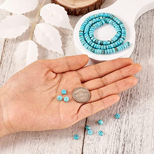 Craftdady 150Pcs 6mm Natural Stone Heishi Coin Disc Beads Flat Round Disk Gemstone Loose Beads Turquoise Color for Jewelry Craft Necklace Bracelet Making Hole: 1mm - color: Cyan Blue, 6mm
