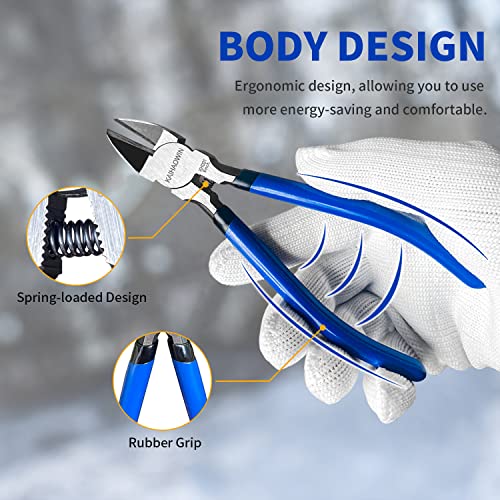 Wire Cutters 6 Pack, KAIHAOWIN 6 inch Dikes Small Wire Cutters Flush Cutters Wire Snips Clippers Diagonal Cutters Side Cutters Cutting Pliers for Crafting - size: 6pack