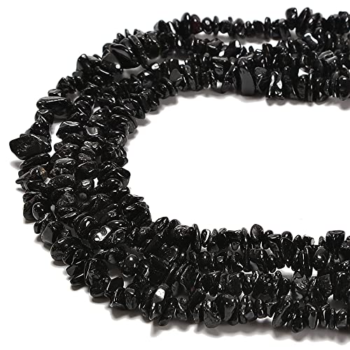 5-8mm Natural Black Tourmaline Gemstone Chips Loose Beads Semi Precious for Jewelry Making DIY Handmade Craft Supplies 1 Strand per Bag Approxi 34" - color: Black Tourmaline Chips