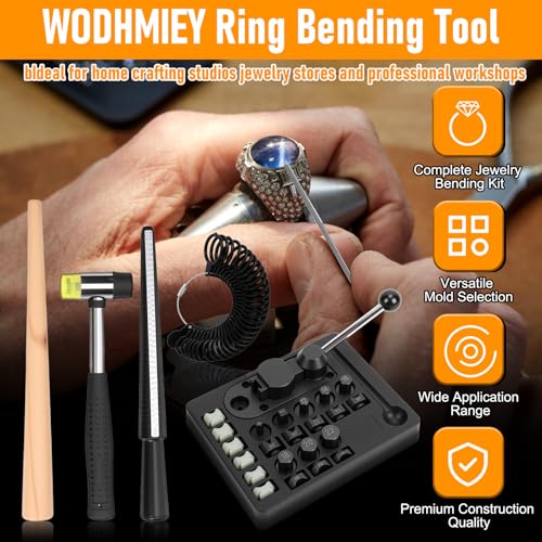 WODHMIEY Ring Bending Tool, Rings Bender Machine, Ring Bender Kit with 6 Nylon & 8 Steel Dies Multi-Size Adjustable for Jewelry Making Craft Projects Beginners