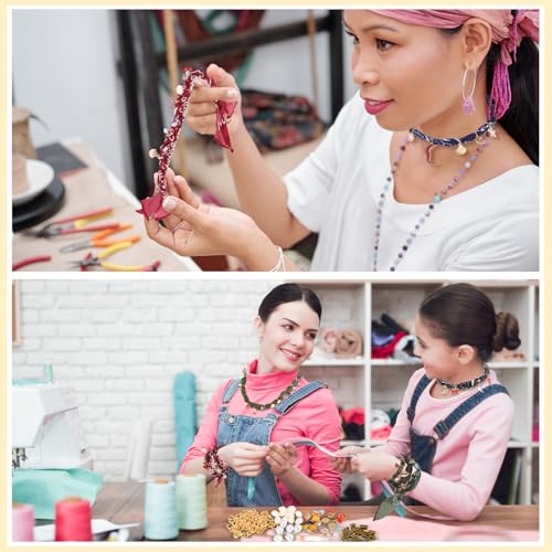 Misdary 276 Pcs DIY Bandana Necklace Scarf with Charm Choker with Pearl Western Cowgirl Boho Gold Charms Resin Charms Sea Shell Charm Adjustable Jewelry Scarf Necklaces Bandanas for Women Men
