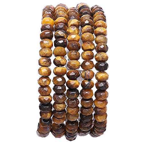 BEADIA Faceted Natural Yellow Tiger Eye Stone Rondelle 4x6mm Loose Semi Gemstone Beads for Jewelry Making 38cm - color: Yellow Tiger Eye Faceted Rondelle, size: 4x6mm