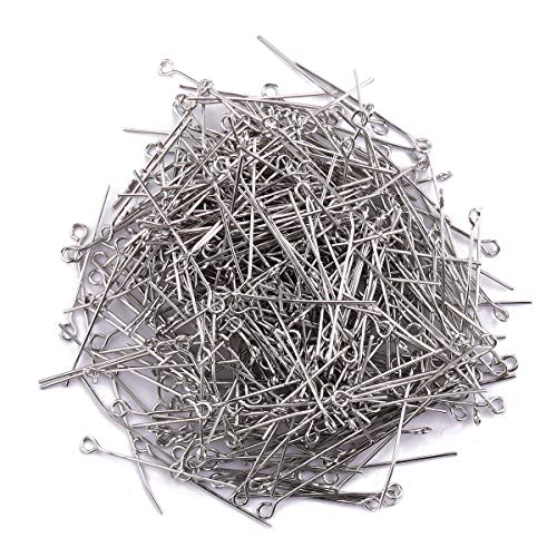 BEADIA Open Eye Pins Platinum Head Pins for DIY Jewelry Making 30mm 300pcs - color: Platinum, size: 30mm