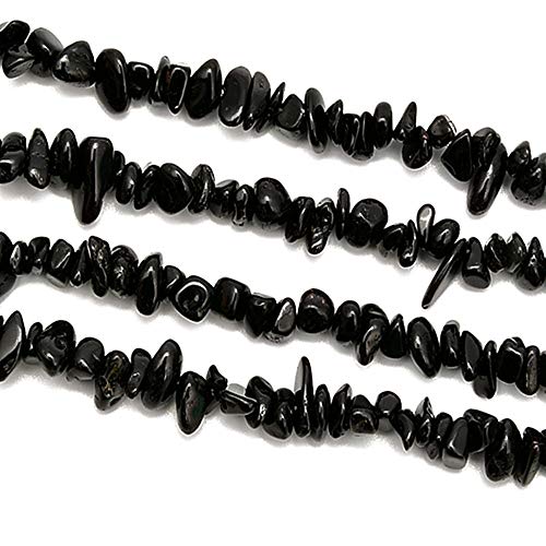 PLTbeads 5-8mm Natral Healing Gemstone Waist Bracelets Necklace Kit Irregular Stone DIY Crafts Design Jewelry Making 1 Strand per Bag Approxi 34 inch (Black Tourmaline Chips) - color: Black Tourmaline Chips