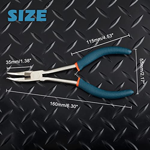 SPEEDWOX Long Reach Bent Nose Pliers with Serrated Jaws Angled Long Nose Plier Angled Pliers with Cutter Long Reach Plier for Hard to Reach Narrow Spaces Home Repairing Jewerly Making - style: Bent Nose Pliers with serrated jaws