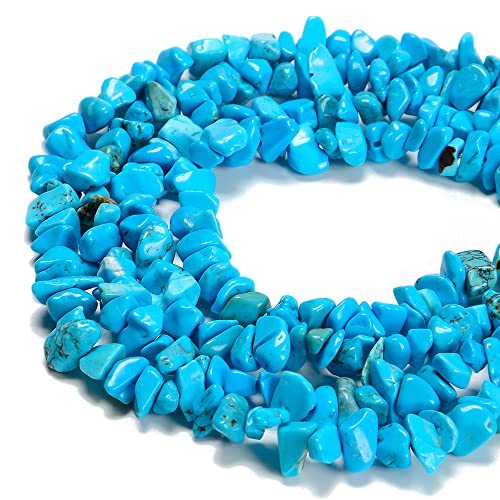 3-5mm Natural Blue Turquoise Gemstone Chips Loose Beads Semi Precious for Jewelry Making DIY Handmade Craft Supplies 1 Strand per Bag Approxi 32" - color: Blue Turquoise