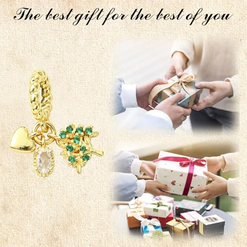Charms for Jewelry Making Real 18K Gold Plated Dangle Charms Large Hole European Brass Pendant for Bracelet Necklace Women Gift - style: Tree of Life